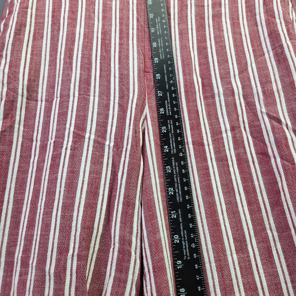 Banana Republic Rowan Wide Leg Pants 14 Red White Stripe Cotton Rayon Relaxed - Picture 3 of 7